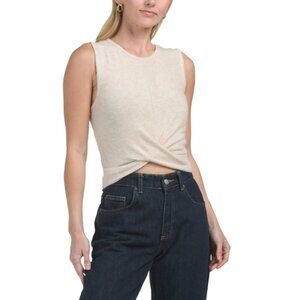 LA BIZ H Oatmeal Twist Front Tank Top